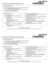 Siapkan syarat dan ketentuan yang diperlukan guna membuka rekening tabungan emas di kantor cabang pegadaian. 35 Syarat Buka Rekening Perusahaan Di Bank Mandiri Info Uang Online