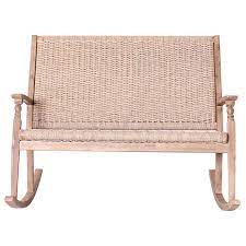 Lg Outdoor Hanoi Wood Weave 2 Seat Rocking Bench Fsc Certified Acacia Rocking Bench Living Room Rocking Chairs Hanoi