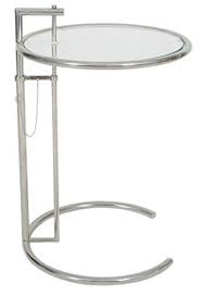 Mlf Eileen Gray End Table Adjustable Height Table Safe Tempered Circle Leveled Glass Top Stainless Steel Tu Adjustable Height Table Metal Side Table End Tables
