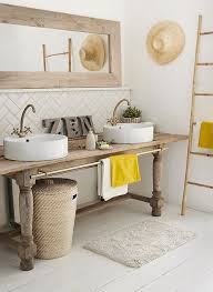 Free shipping for many items! This Vintage Farm Table With Vessel Sinks Is Incredible Be Sure Not To Miss The White Washed Hardwood Floors Unique Bathroom Wooden Bathroom Vanity Home Decor