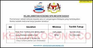 Portal rasmi kementerian perdagangan dalam negeri dan hal ehwal pengguna. Jawatan Kosong Spa Negeri Sabah