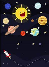 ناقلات رسم كارتون للأطفال تسع كواكب الخط الخلفية vintage cards art inspiration art