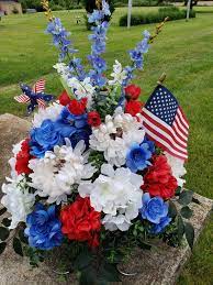 Flower vases have long been since utilized to hold and display floral arrangements throughout the ages. Patriotic Grave Saddle Memorial Day Saddle Red White And Blue Saddle Headstone Floral Funeral Flower Arrangements Cemetery Flowers Funeral Floral