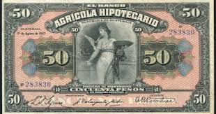 Currency Of Guatemala 50 Pesos Banknote Issued By The El Banco Agricola Hipotecario Of 1917 Bank Notes Guatemala Currency Note