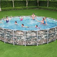 Piscine Tubulaire Bestway Power Steel Stone Ronde 6 71 X 1 32 M
