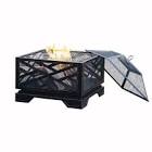 Martin Deep Square Wood Burning Steel Fire Pit w/Grill, 26-in Pleasant Hearth