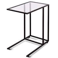 Find images of coffee table. Sofa End Table Coffee Side Table With Glass Top Metal Frame C Shaped Table Black Buy Online In Qatar At Qatar Desertcart Com Productid 114642719