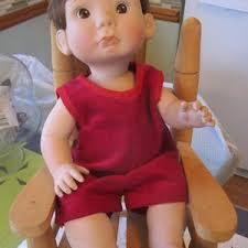 Vintage Lee Middleton Little Angel Pouty Face Vinyl Doll, Blue Eyes Gold  Hair 21” Limited Edition