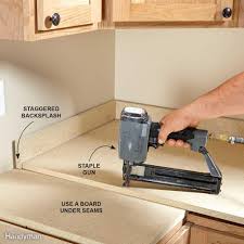 Stone coat counters show a couple of ways to cut the formed back splash in their videos. Installing Laminate Countertops Family Handyman