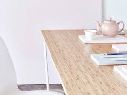 Close Up Of A Table Top In Bamboo With A White Steel Underframe Dining Table Dining Ikea
