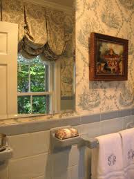 Black And White Toile Wallpaper Bathroom Would Love This In Black Or Red Beautiful Bathrooms Home Powder Room