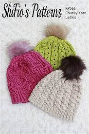 Knitting Pattern For 3 Ladies Chunky Knit Hats Chunky Hat Knitting Pattern Ladies Hat Knitting Pat Hat Knitting Patterns Chunky Hat Pattern Knitting Patterns