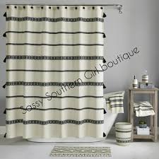 The hookless rbh40my231 is the best shower curtain liner. Sgs Boutique Home Bath Ivory White Black Boho Tassel Shower Curtain Poshmark