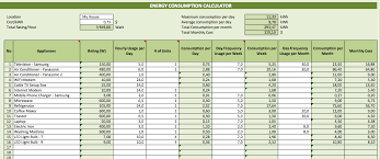 Electricity Consumption Calculator Exceltemplate Net