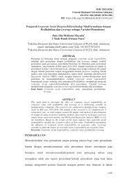Sebuku iron lateritic ores (silo) terhadap tingkat pendapatan masyarakat di desa tanjung mangkuk, kecamatan pulau sebuku, kabupaten kotabaru. Pdf Pengaruh Corporate Social Responsibility Terhadap Nilai Perusahaan Dengan Profitabilitas Dan Leverage Sebagai Variabel Pemoderasi