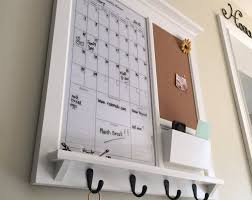 Tall Vertical Wall Chalkboard Cork Bulletin Board With Mail Organizer And Storage Family Organizer Family Planner Key Hooks And Shelf Cork Bulletin Boards Mail Organizer Framed Calendar