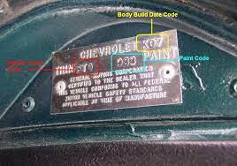 C3 Corvette Build Date Trim Tag Code