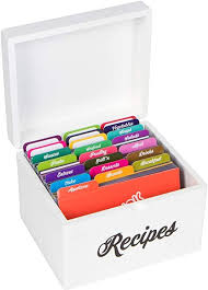 Akshaya White Wooden Recipe Box With 100 Recipe Cards 4x6 And 25 Dividers Perfect Kitchen Cooking Gift Set Ide Recipe Box Wooden Gifts For Cooks Recipe Cards