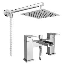 Monza Waterfall Bath Shower Mixer Inc Overhead Rainfall Shower Head Victorian Plumbing Uk