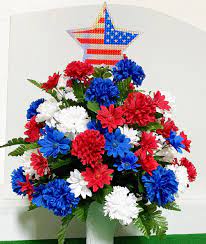 Artificial flowers, plants and trees. Patriotic Fourth Of July Cemetery Vase 4th Of July Cemetery Etsy Cemetery Flowers Memorial Flowers Patriotic Centerpieces