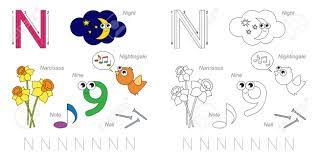 Check spelling or type a new query. Hoja De Trabajo De Rastreo Para Los Ninos Alfabeto Completo Ingles De La A A La Z Imagenes Para La Letra N La Version De Colores Ilustraciones Vectoriales Clip Art Vectorizado Libre