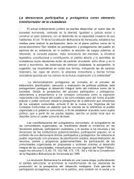 Una democracia socialista es una democracia protagónica libertaria. La Democracia Participativa Y Protagonica Como Elemento Transform Ad Or De La Ciudadania Democracia Ideologias Politicas