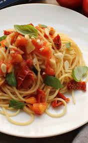 Recette Spaghetti Bio Aux Tomates Fraiches Et Amandes 750g Recette Recette A Base De Tomates Plat Principal Spaghetti Recette