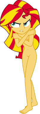 990872 - explicit, sunset shimmer, equestria girls, .svg available, angry,  artistic nudity, barefoot, belly button, breasts, covering, delicious flat  chest, embarrassed, embarrassed nude exposure, failed covering, feet,  female, hand, lip bite, nipples,