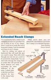 Diy 1$ and easy handmade woodworking crafts tools. Diy Long Reach Clamp Clamp And Clamping Tips Jigs And Fixtures Woodarchivist Com Woodworking Tips Woodworking Shop Woodworking Jigs