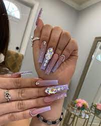 Dallas Tx Booked All June On Instagram Sittin Pretty In Purple Long Acrylic Nails Coffin Nails Designs Arylic Nails