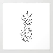 Abstract Pineapple Single Line Drawing Minimalistic Art Canvas Print By Livdeco Medium Single Line Drawing Pineapple Drawing Line Drawing