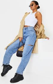 Levi's wedgie icon jeans ($98) photo: Mid Wash Thigh Split Baggy Boyfriend Jeans Prettylittlething Qa