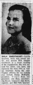 Loretta Spurlock Named Inola FFA Sweetheart.