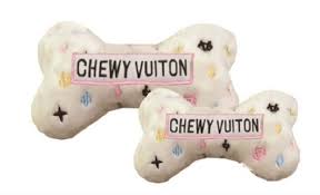 White Chewy Vuitton Bone Plush Dog Toy Haute Diggity Dog Toy Puppies Plush Dog