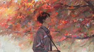 Desktop Wallpaper Anime Boy Autumn Tree Artwork Hd Image Picture Background 6c12f3