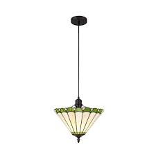 Cord is 380mm from top of fitting to top of shade. Ava Licht Sku84097i4l 1 Light Uplighter Pendant E27 With 30cm Tiffany Shade Green Cream Crystal Black Ideas4lighting