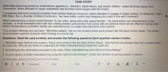 For requirements, exceptions and other information, view the returns and refunds policy. Solved Case Study Alden Manufacturing Produces Small Kitc Chegg Com