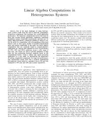 Matrix algebra with computational applications is a collection of open educational resource (oer) materials designed to introduce students to the use of linear algebra to solve real world problems. Pdf Linear Algebra Computations In Heterogeneous Systems
