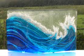 Wave Panel Fused Glass Glass Fusing Projects Fused Glass Art Broken Glass Art