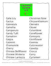 Dictionary Of Flower Beginning With C Wonderweirded Wildlife Com Free Printable Flower Names Poster Beginning With Le Flower Names Lettering Christmas Rose