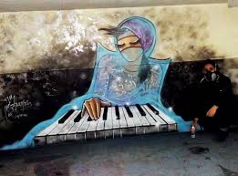 Shamsia hassani, first 3d art in afghanistan, 2014, afghanistan. Shamsia Hassani At Kabul University Facebook
