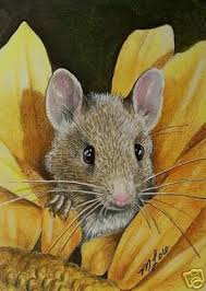 Sunflower Mouse Art Melody Lea Lamb Aceo Giclee Print Etsy In 2021 Mouse Illustration Animal Art Animal Paintings