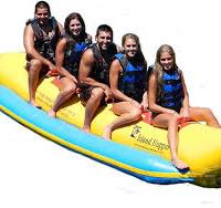 Island Hopper Recreational Banana Boat Towable Tubes for Boating– Capacity  for 5 Riders – Water Tube 1100D PVC with Welded Seams for Stability and ...