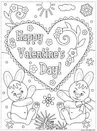 Bien sûr visuellement, quand on pense à la saint valentin, on pense aux cœurs, aux bisous, à cupidon et ses flèches, etc. Coloriage Joyeuse St Valentin Par Des Lapins Carte De Voeux Dessin St Valentin A Imprimer