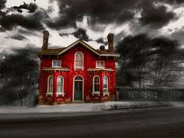 Black And White Art With Red Accents Don T You Wonder What The Inside Of That House Looks Like Color Splash Photography Selective Color Photography Black And White Pictures