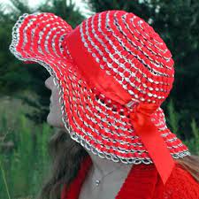 Oversized Sun Hat Made Of Can Tab Pop Tabs Pop Can Tabs Pop Tab Crafts