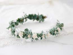 Eucalyptus Flower Crown Wedding Green Flower Crown Eucalyptus Headband Green Bridal Crown Wedding Headpiece Flower Girl Wreath Flower Crown Wedding Flower Girl Wreaths Flower Crown Bridesmaid