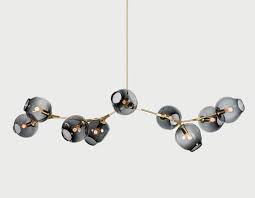 Good brushes make a world. Bb 09 39 In Brushed Brass With Grey Glass Bubble Chandelier Hand Blown Glass Lindsey Adelman