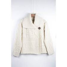 Aran Woollen Mills One Button Cardigan Natural