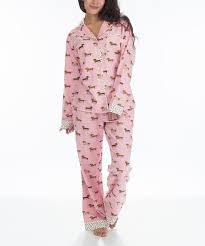 Munki Munki Pink Dachshund Flannel Pajama Set